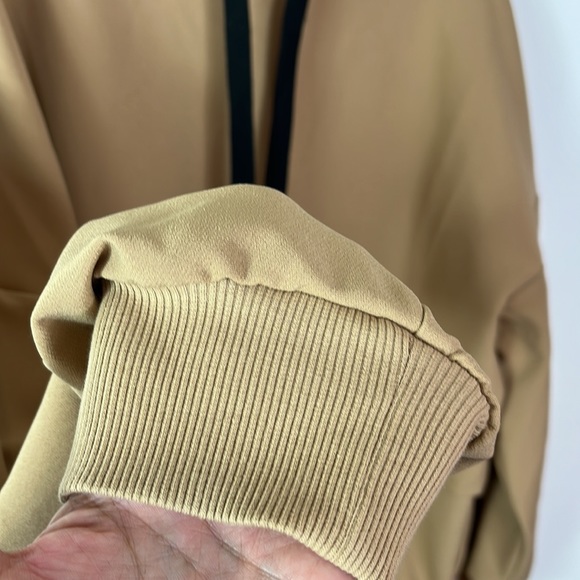 Zara Pullover Sweatshirt Tan Woven Oversized Women's Size XS Hoodie NWT - Picture 9 of 12